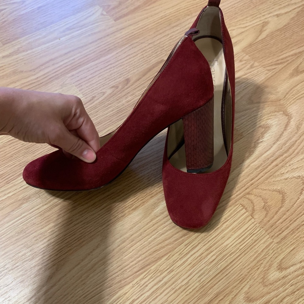 Franco sarto block heels with snakeskin detail
